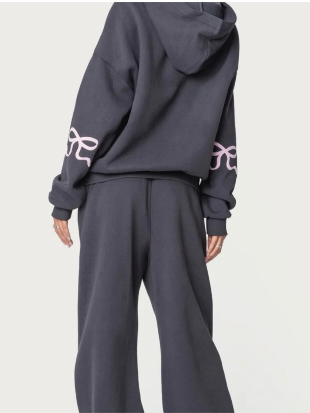 Edikted Juniors Medium Viral Grey Bow Hoodie & Matching Sweatpants